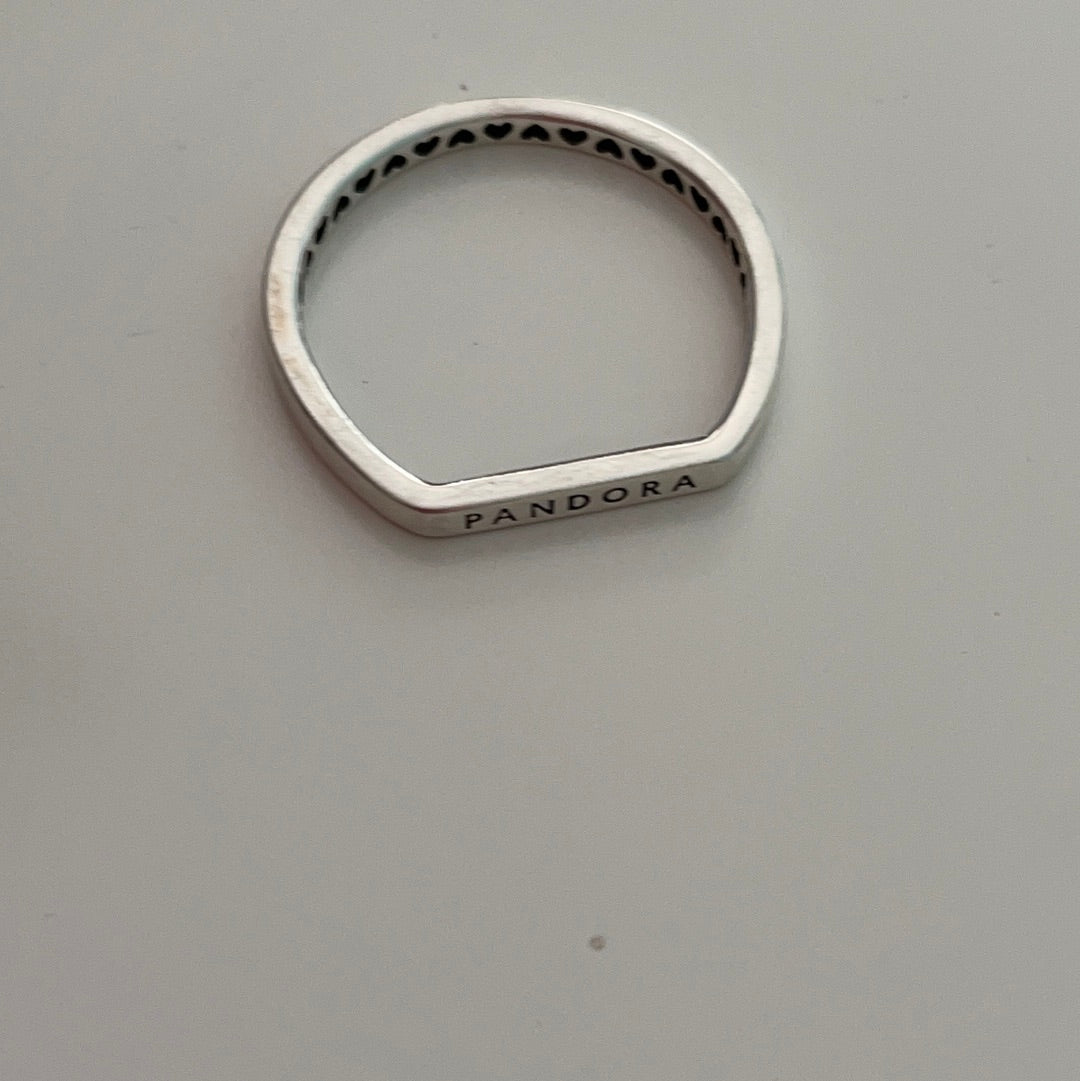 Genuine Pandora Ring Size 56 Pandora Flat Ring Pave/ Logo