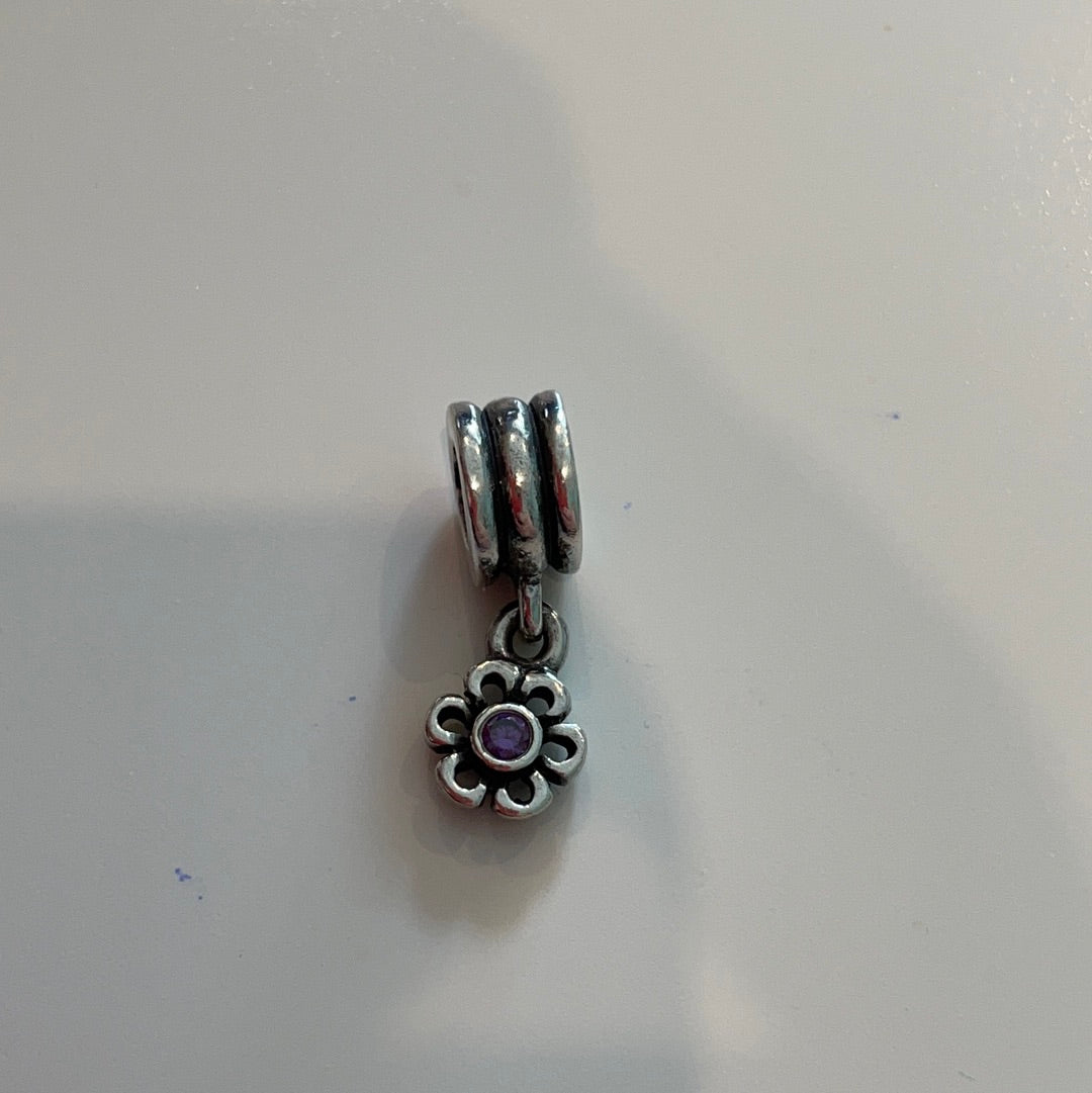 Genuine Pandora Open work Flower Daisy with Stone Dangle Charm