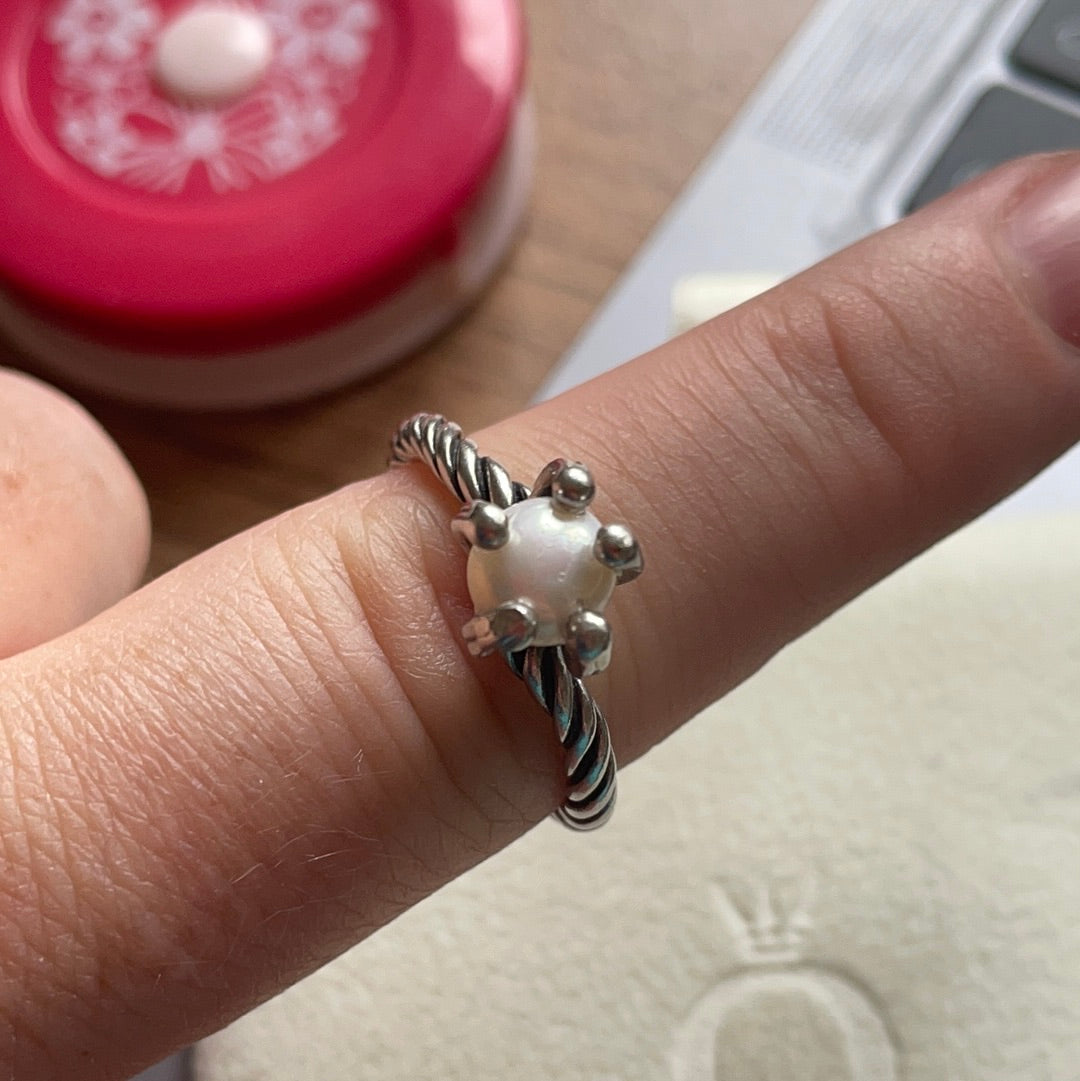 Genuine Pandora Ring With CUSTOM Pearl Size 56 PLEASE READ DESCRIPTION