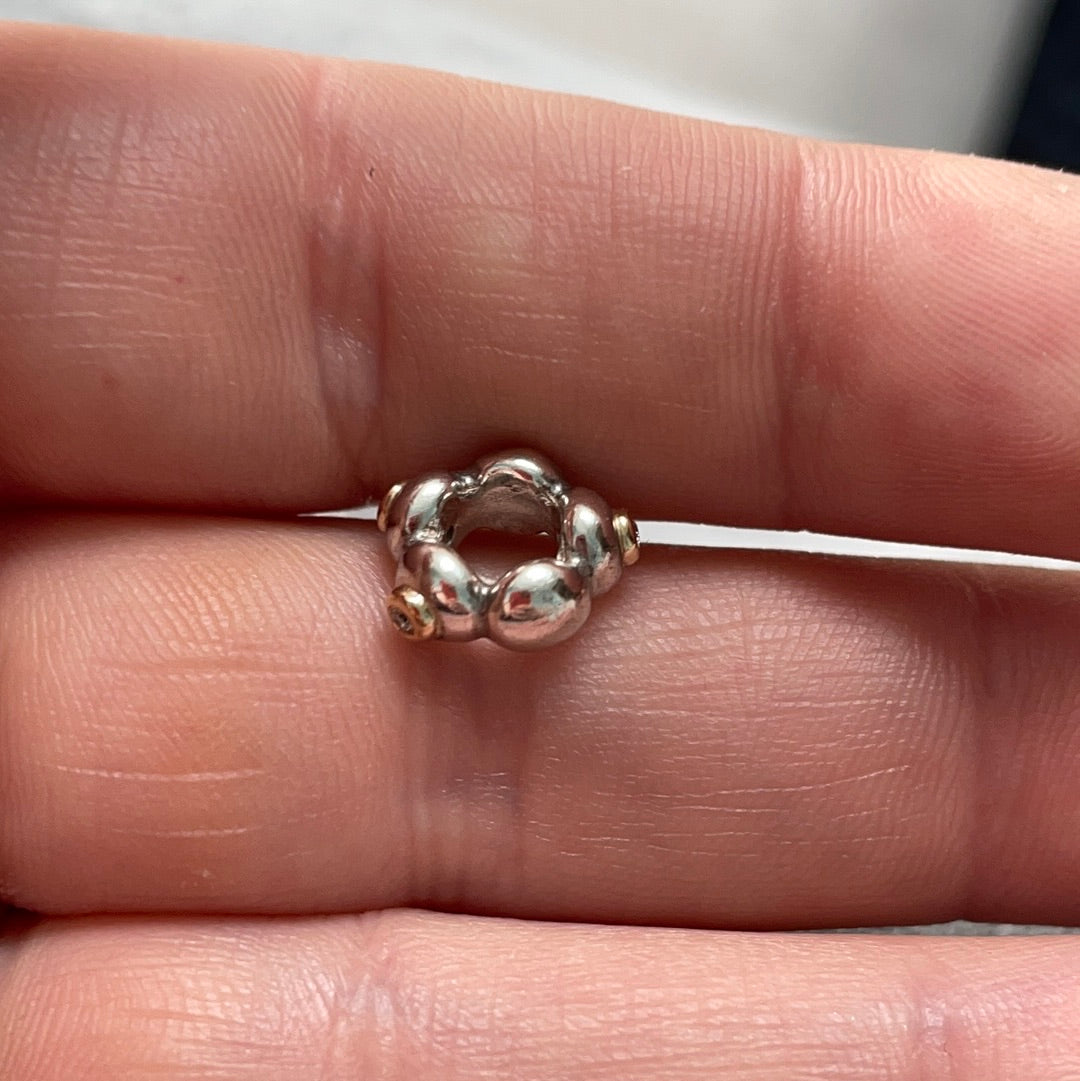 Genuine Pandora Two Tone Bubble Wheel Diamond Spacer HTF