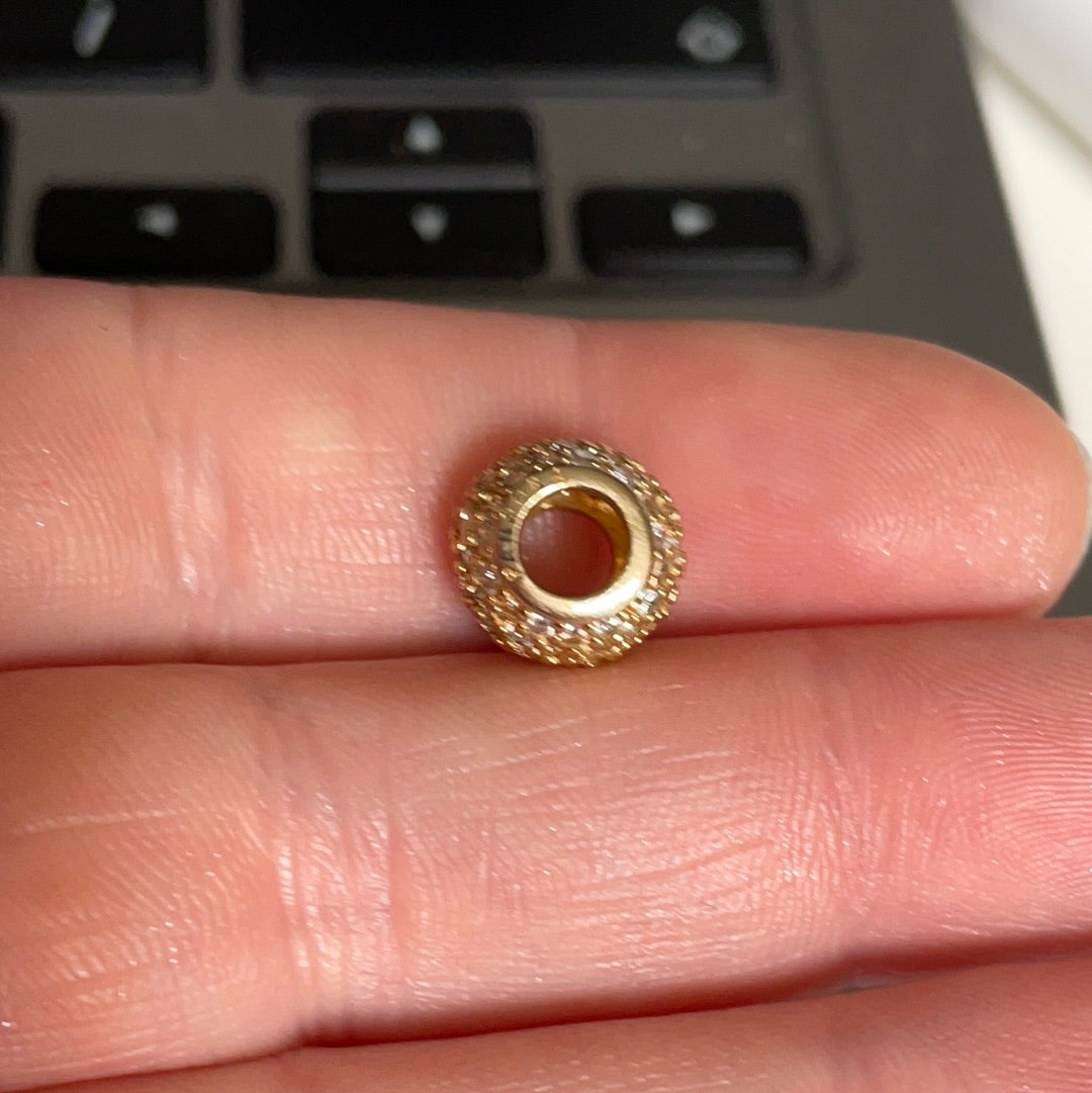 Genuine Pandora Shine Gold Pave Clear Stone Ball Charm