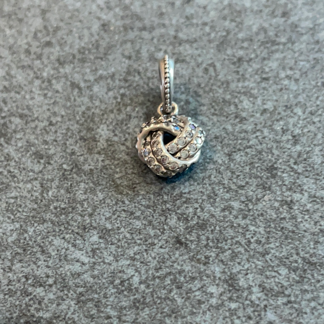 Genuine Pandora Silver Sparkle Knot Pendant Dangle Charm