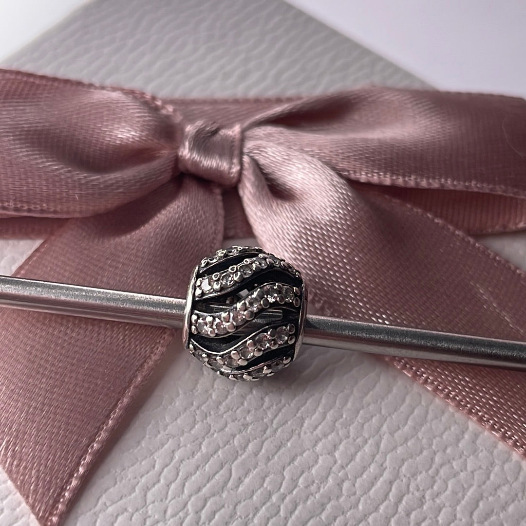 Genuine Pandora Pave Swirl Charm Wavy Line