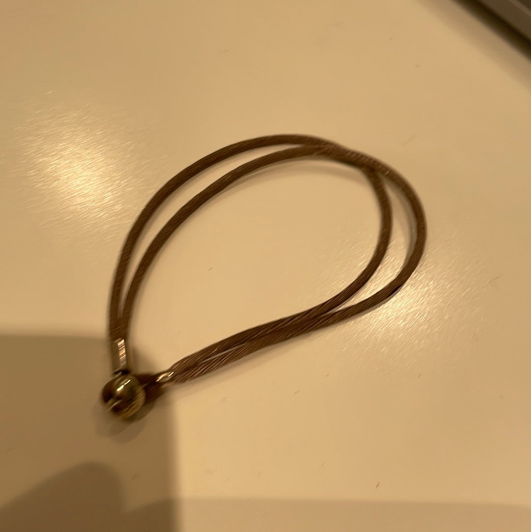 Genuine Pandora Khaki Material Bracelet with Silver Heart Securing