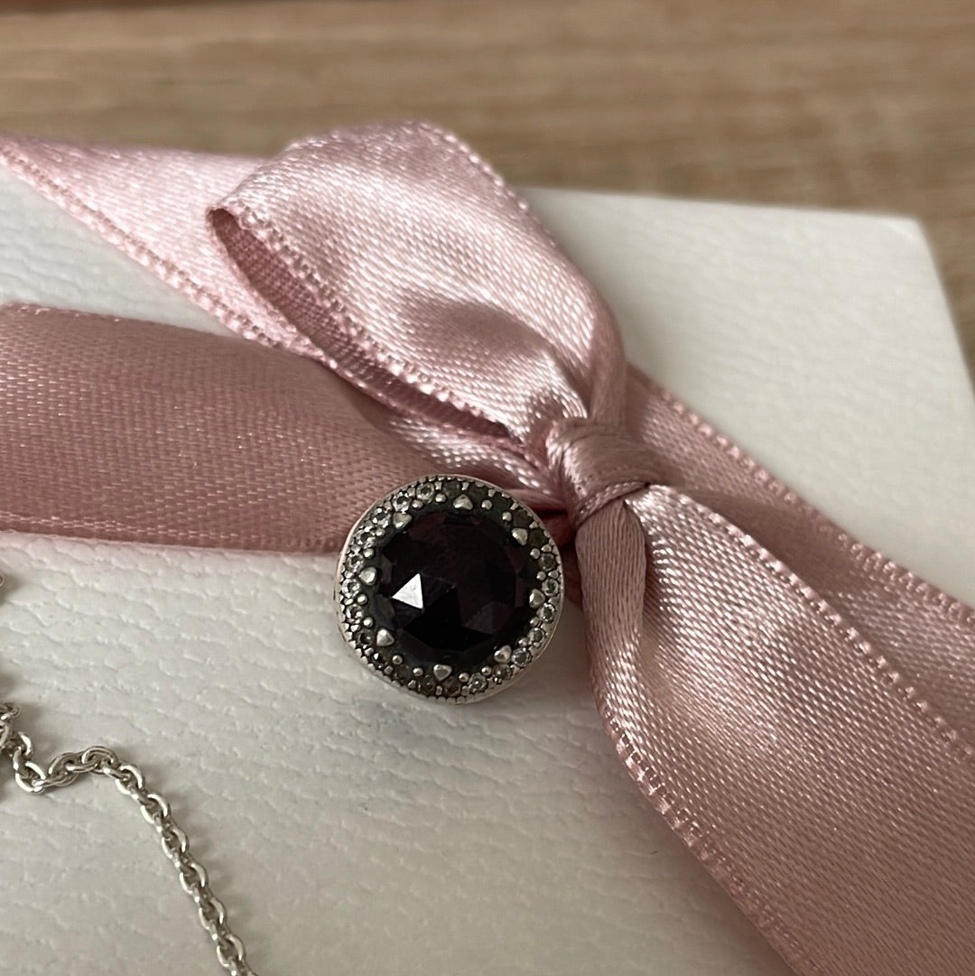 Genuine Pandora Large Stone Pave Purple Radiant Hearts Charm