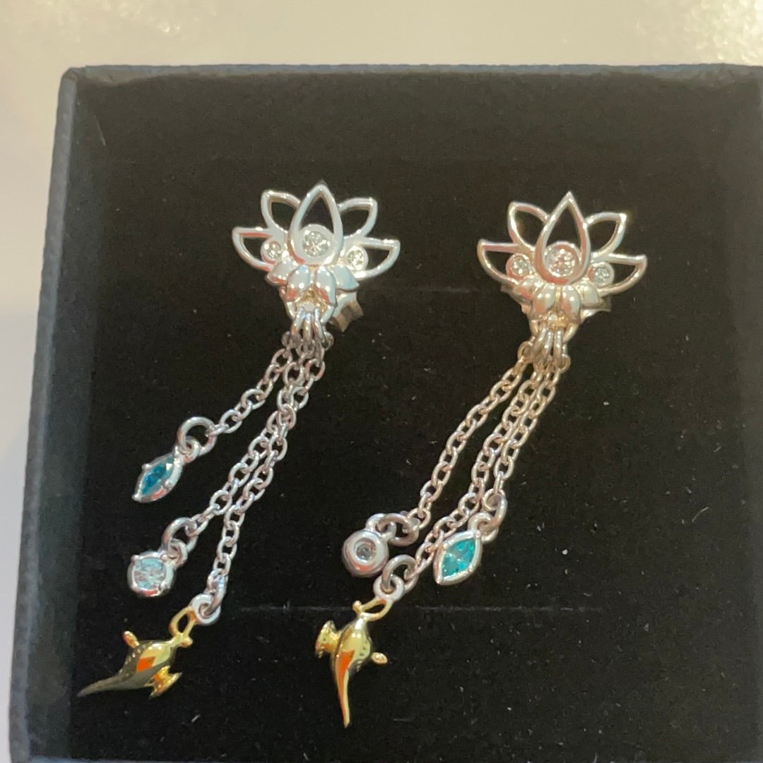 Genuine Chamilia Brand New in Box Aladdin Princess Jasmine and Genie Dangle Earrings