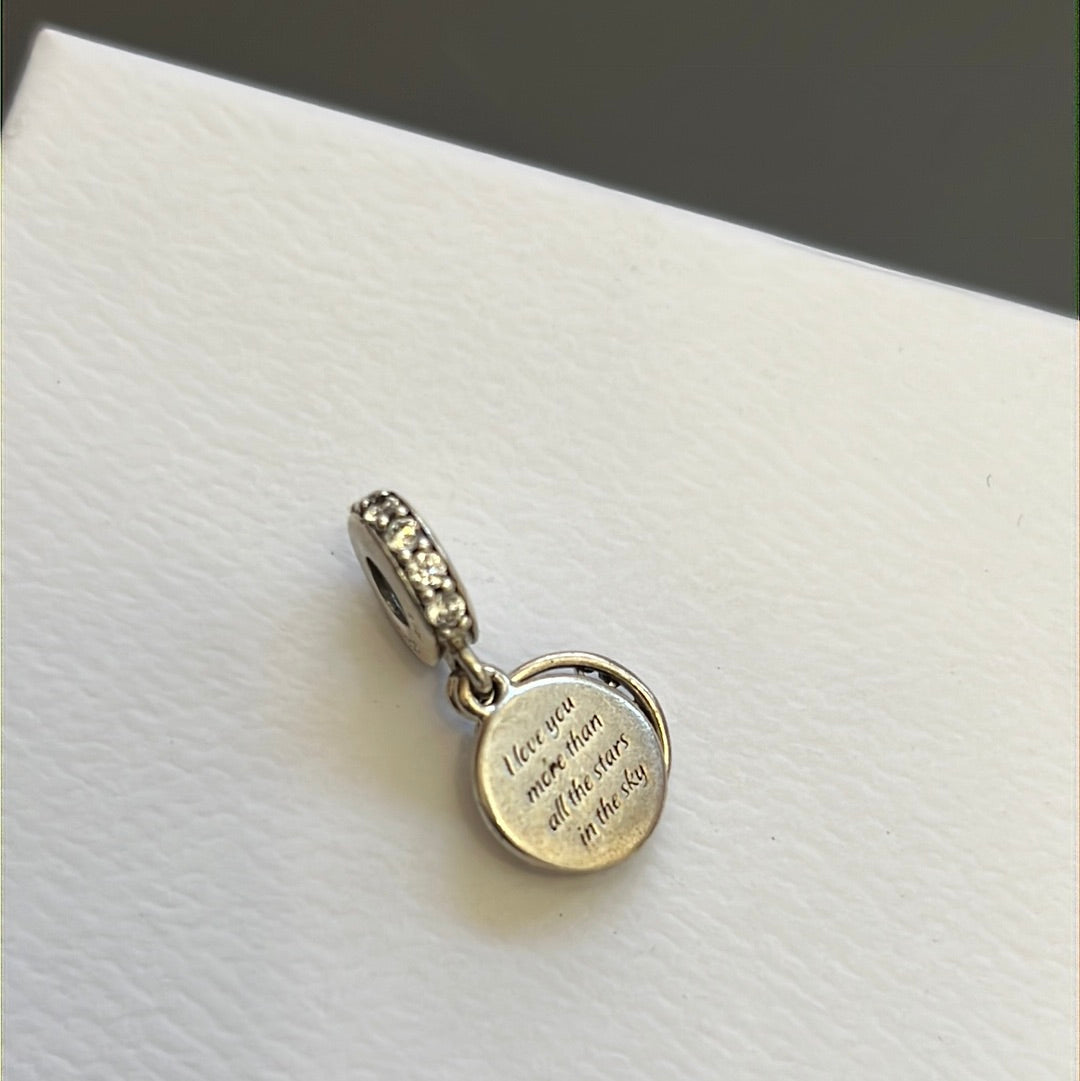 Genuine Pandora Blue Night Sky Crescent Moon & Stars Dangle Charm