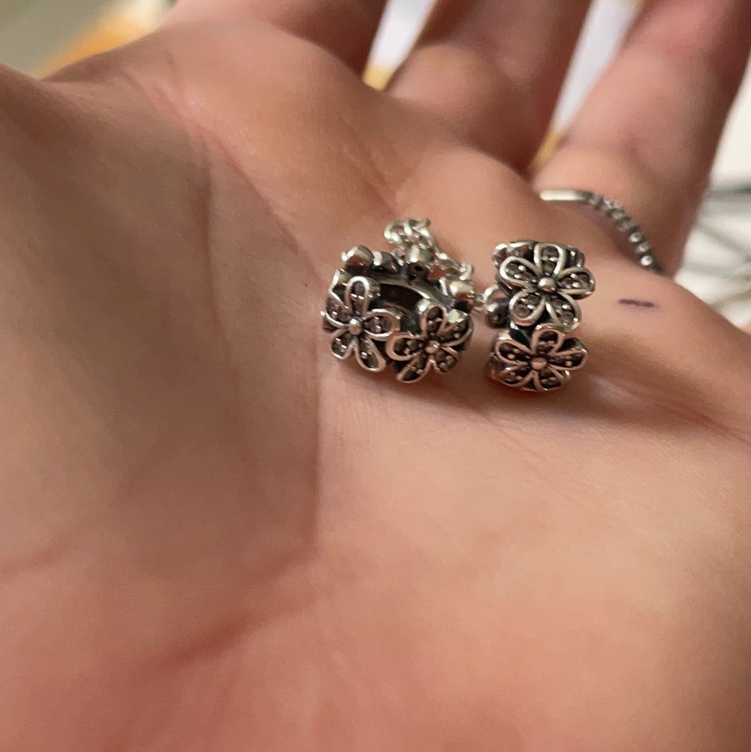 EITHER UNBRANDED OR Genuine CUSTOM Pandora Pave Daisy Safety Chain