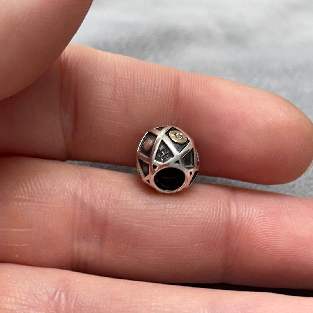 Genuine Pandora Two Tone Diamond Harlequin Charm Retired RARE HTF