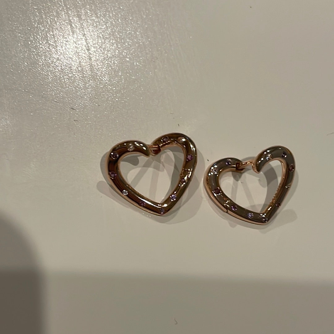 Genuine Pandora Rose Gold 2018 Mothers Day Heart Pave earrings Hoops HTF