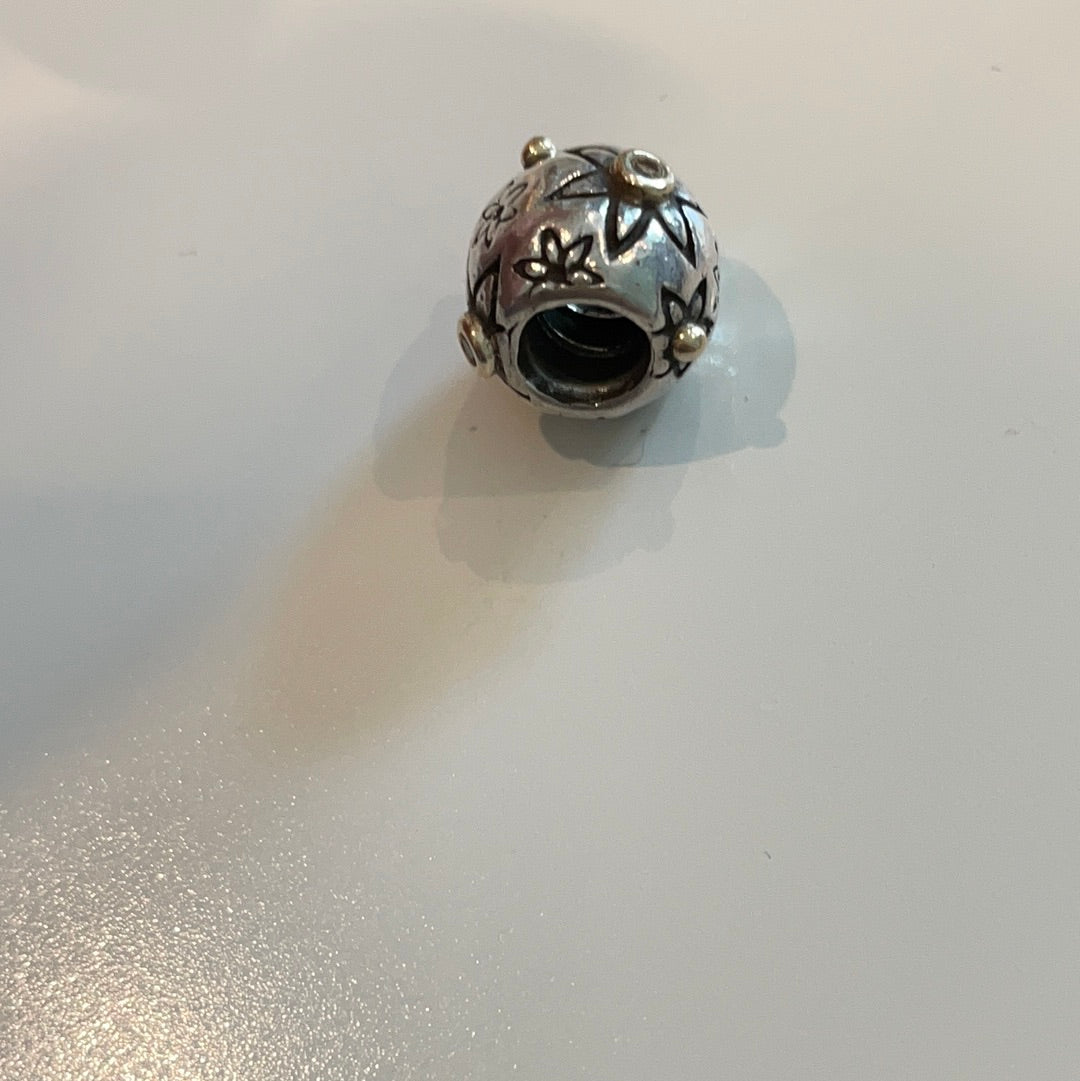 Genuine Pandora Two Tone Diamond Star Flower Charm RARE HTF