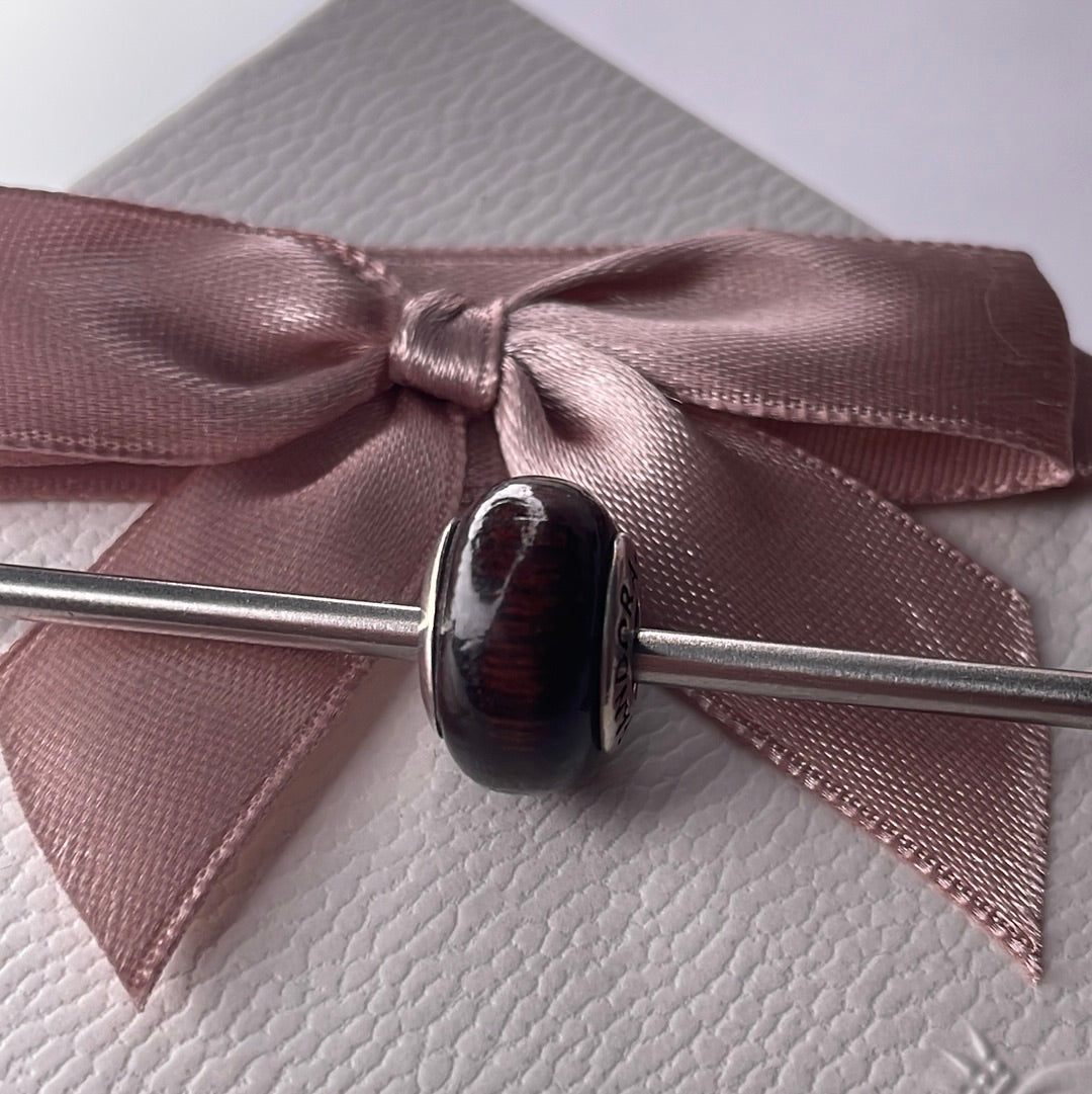 Genuine Pandora Dark Wood Murano Charm Rare