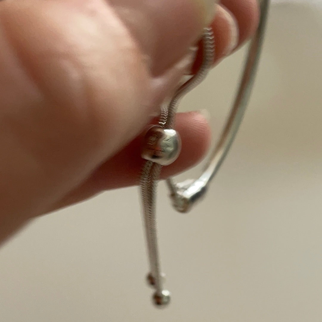 Genuine Pandora Solid Bangle Slider Bracelet Adjustable