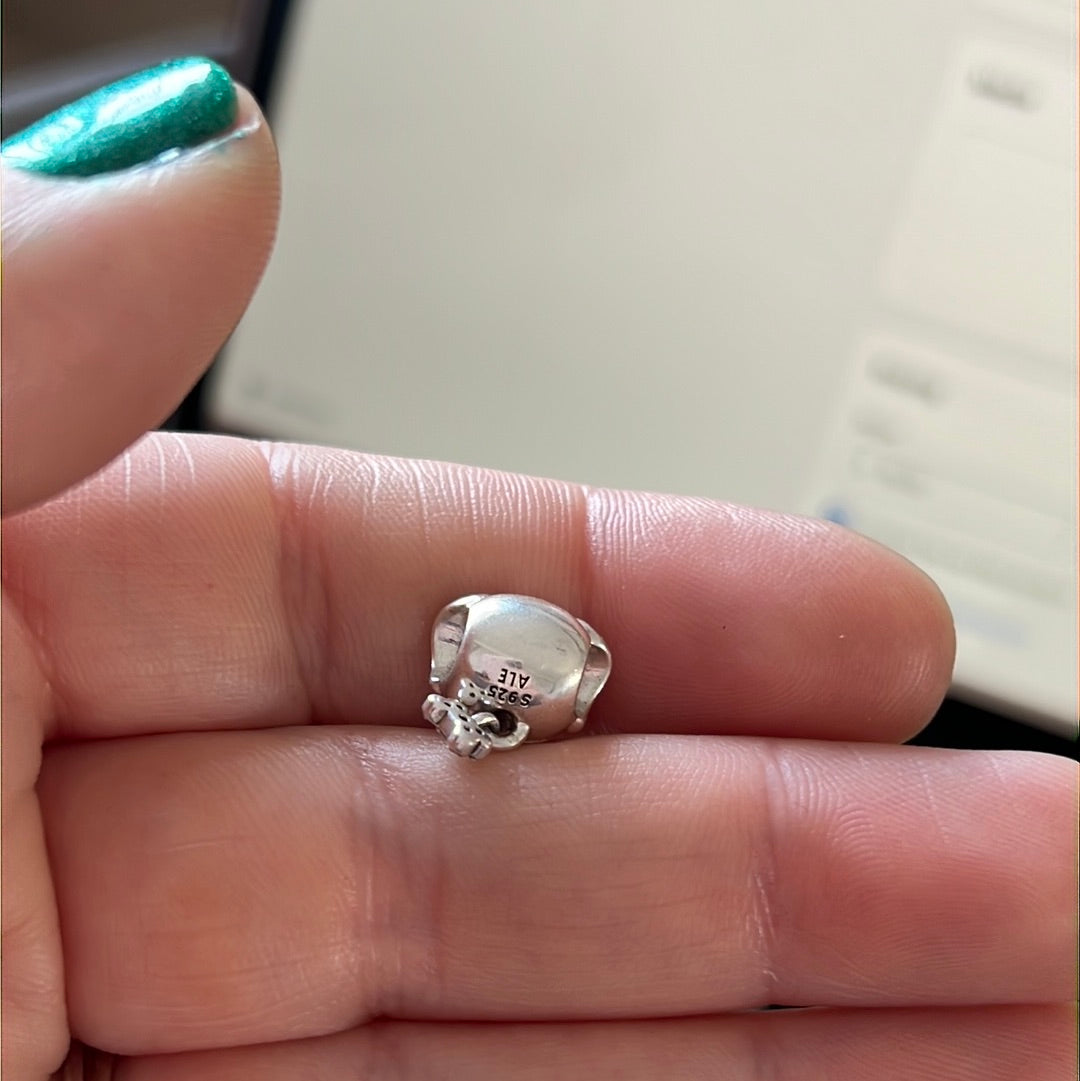 Genuine Pandora Dog Face Charm With Dangle Pave Bone