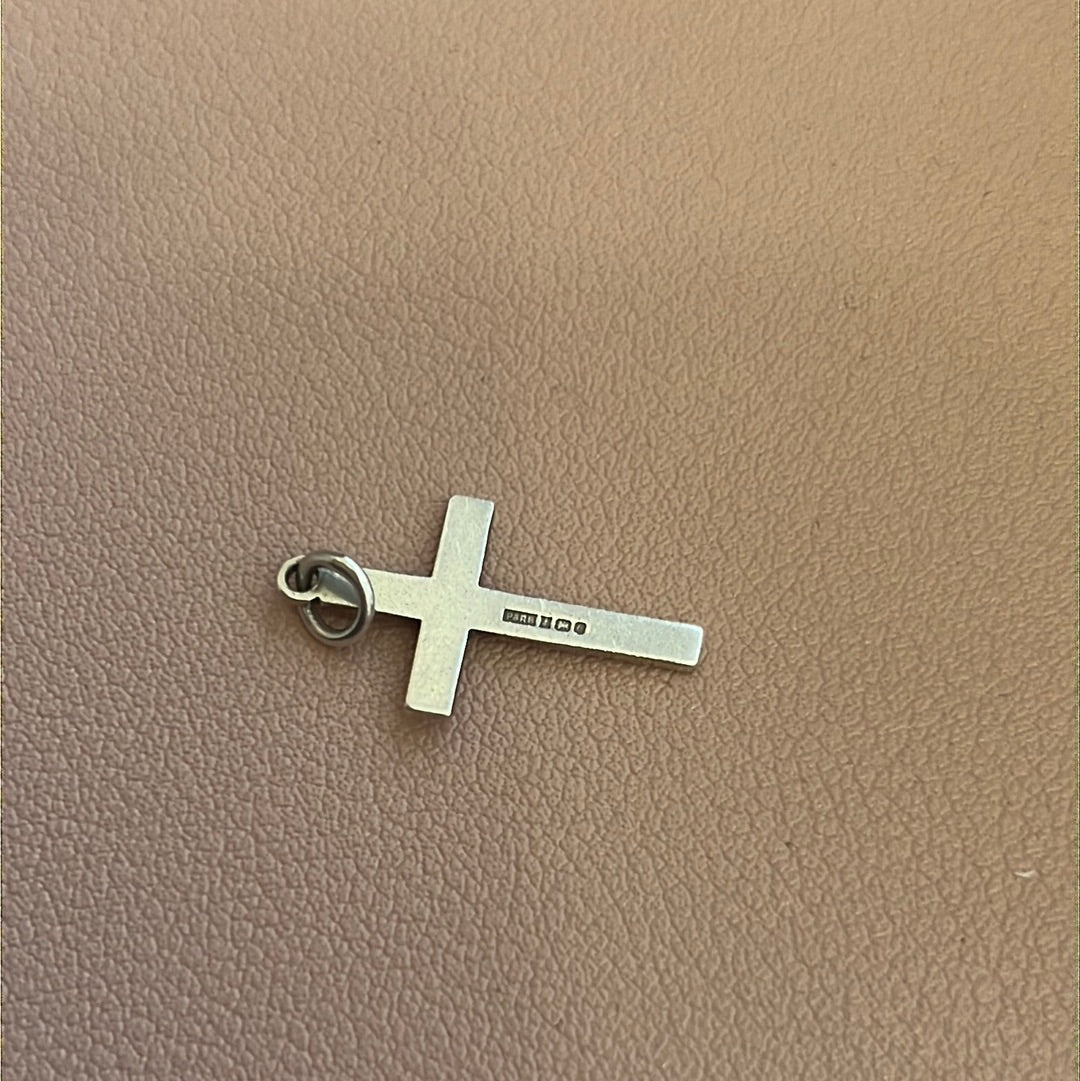 P & R Bushell Birmingham Sterling Silver Cross Pendant Charm