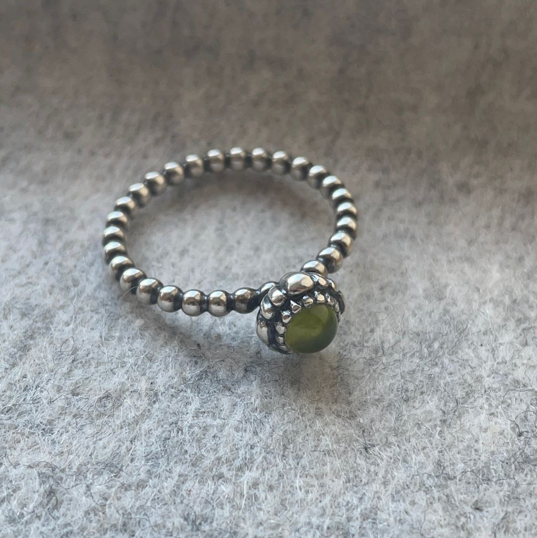 Genuine Pandora Light Green / Yellowy Toned Birthstone Ring