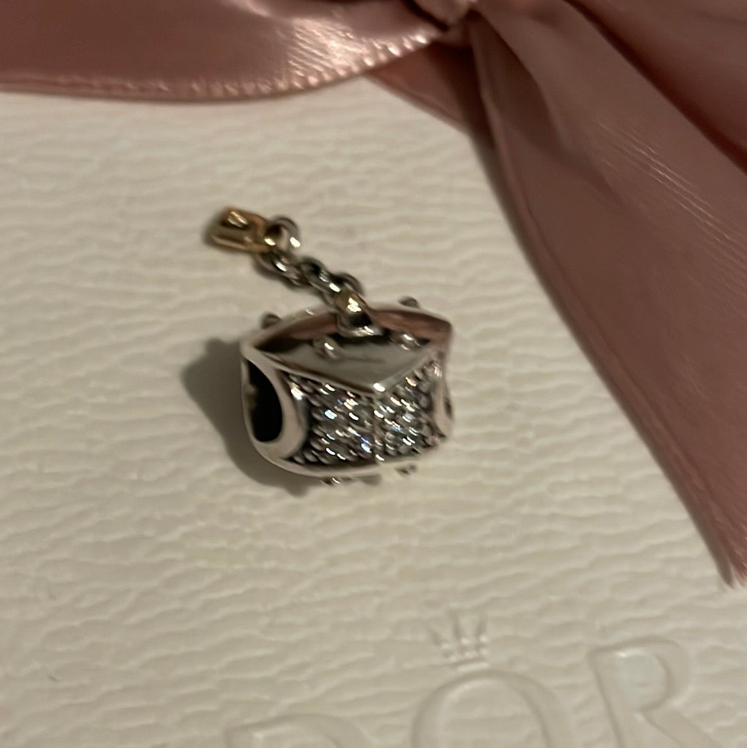 Genuine Pandora New Style Heart Lock and Gold Key Charm Two Tone