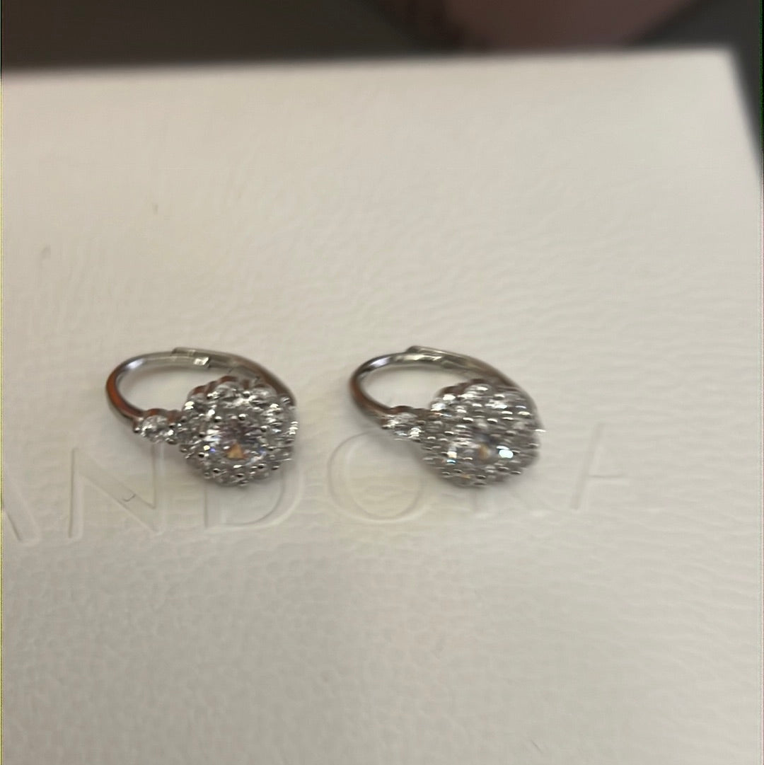Sterling Silver Pave Snowflake Dangle Earrings