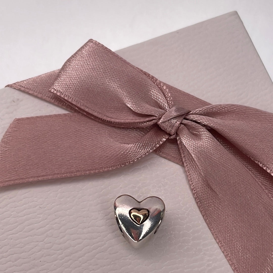 Genuine Pandora Two Tone Happy Anniversary Charm With Gold Heart