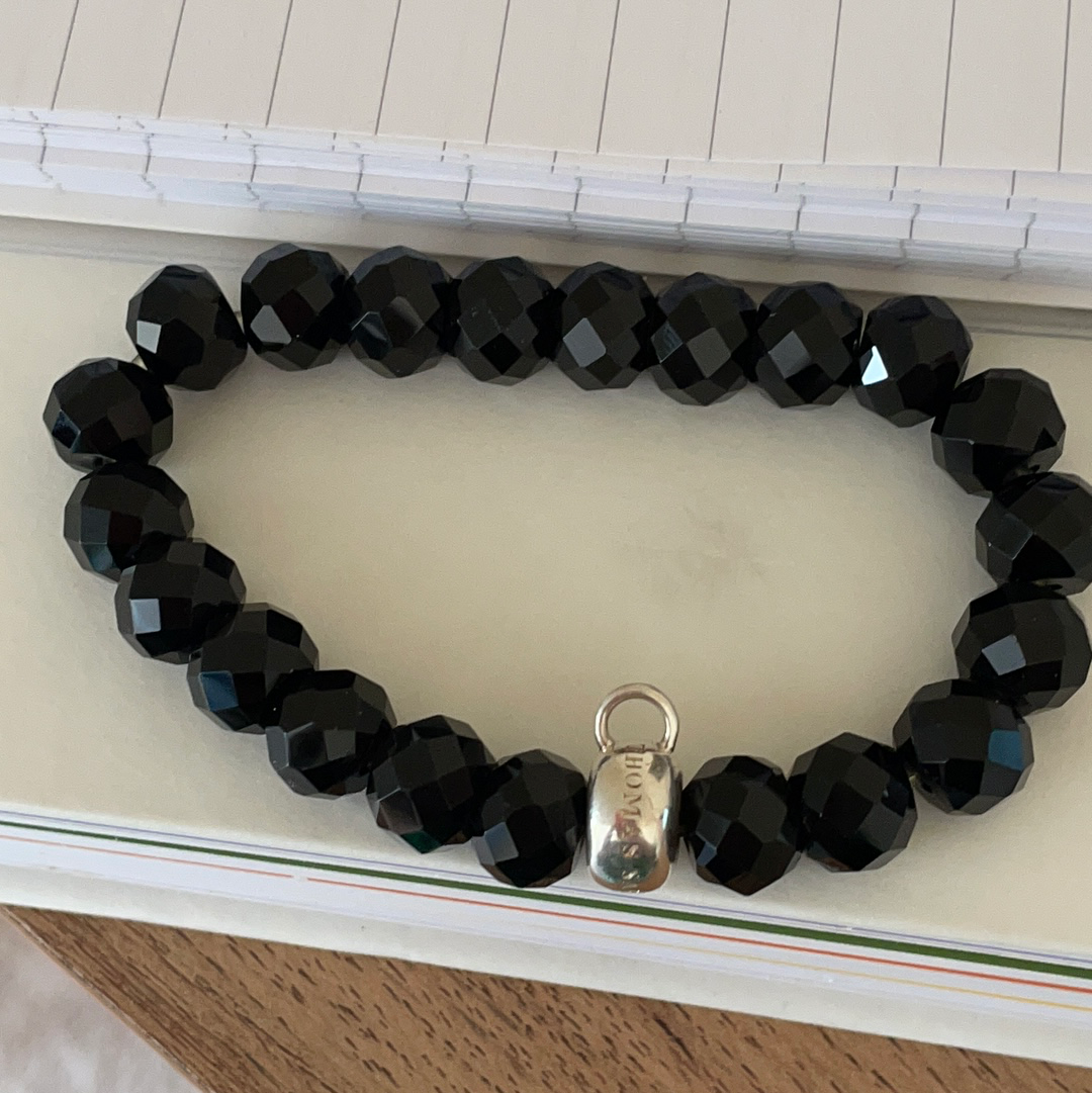 Genuine Thomas Sabo Sterling Silver Charm Clasp Black Onyx Bracelet