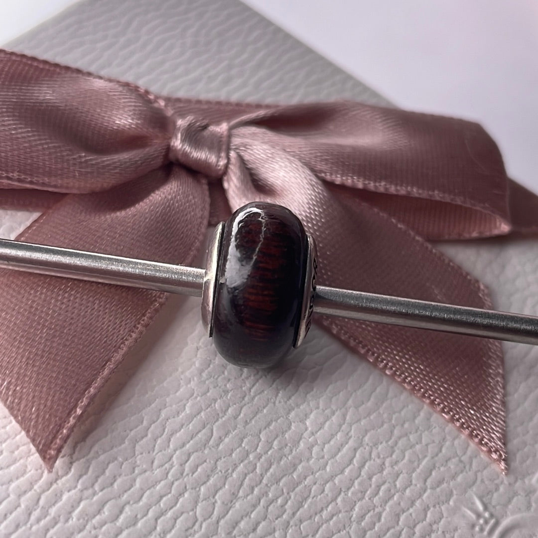 Genuine Pandora Dark Wood Murano Charm Rare