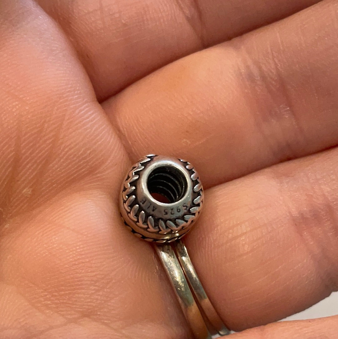 Genuine Pandora Plain Silver Baseball American Football Ball Charm Rare