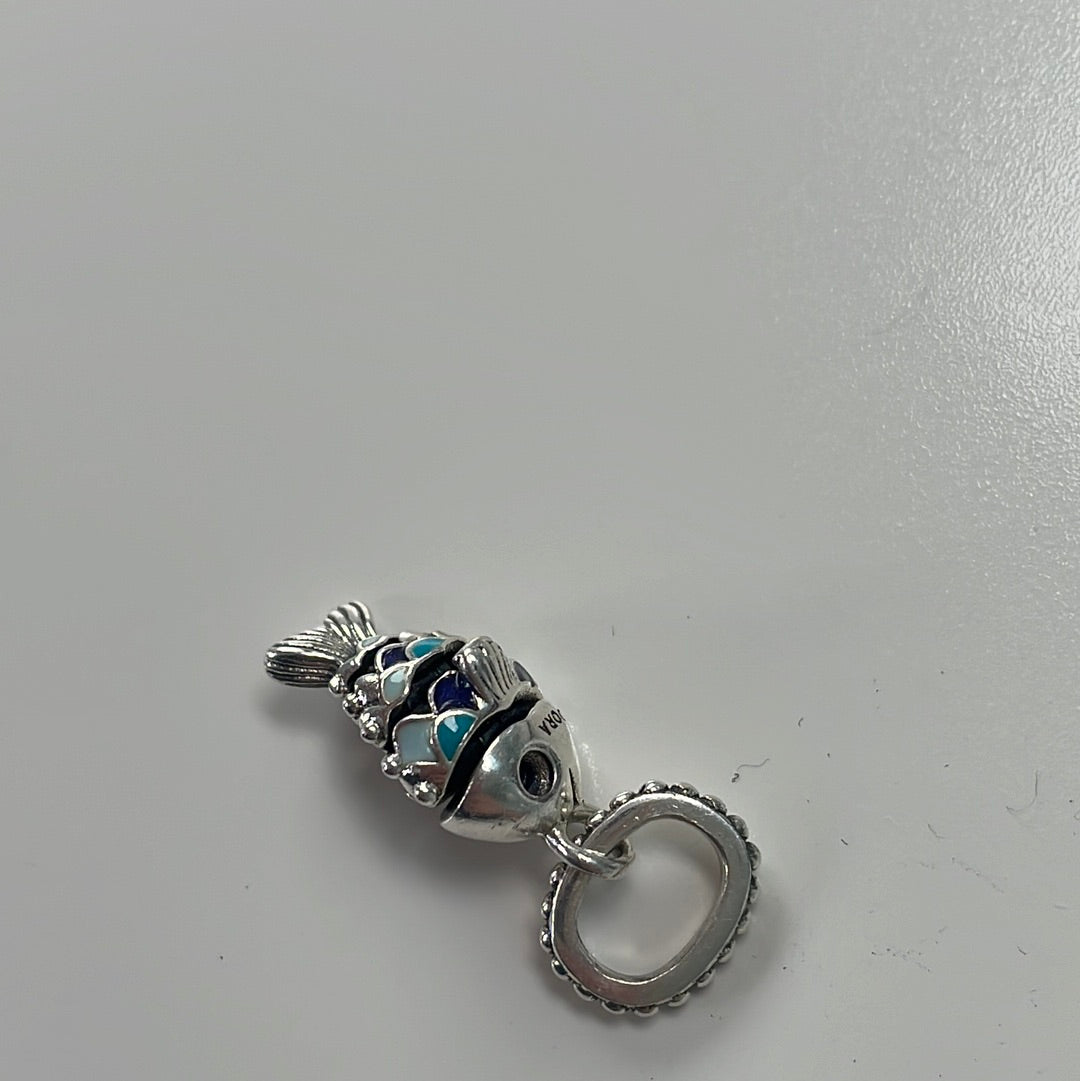Genuine Pandora Blue Scale Fish Moveable Dangle Charm
