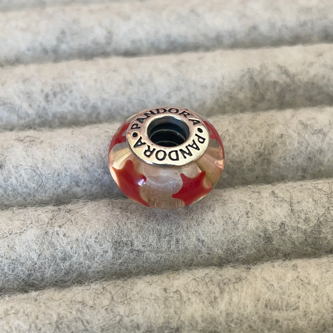 Genuine Pandora Red Star Murano Charm
