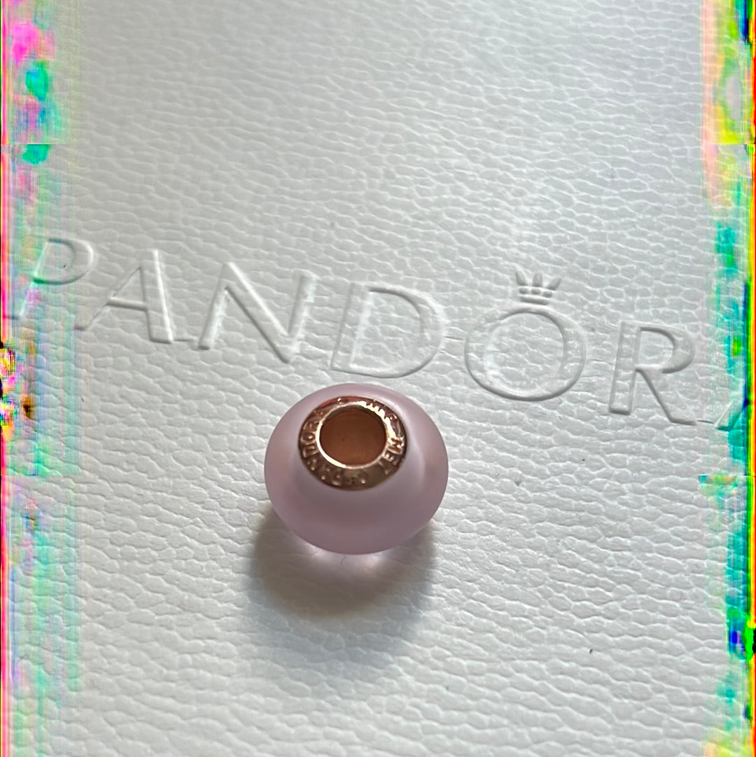 Genuine Pandora Rose Gold Small Matte Pink Murano Charm