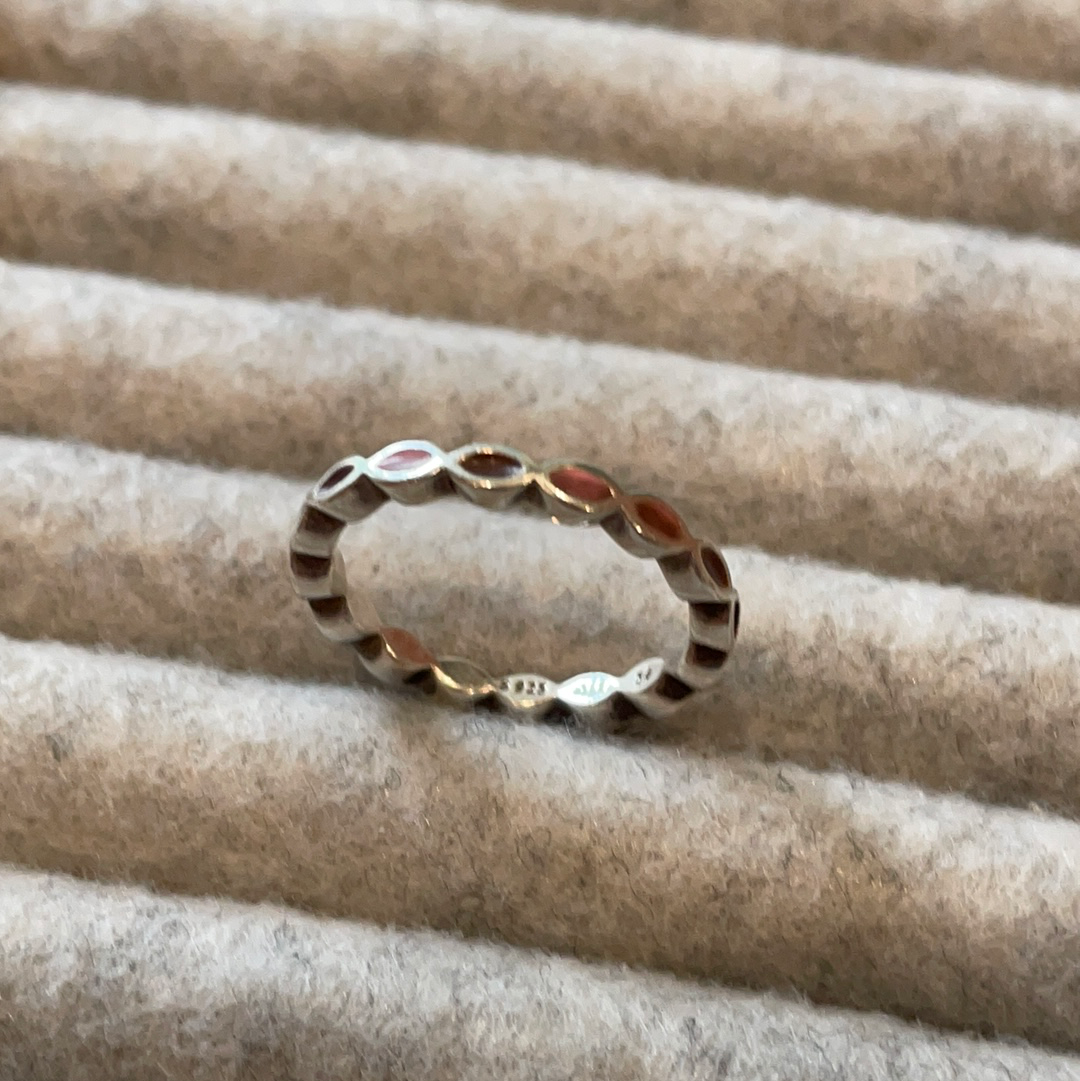 Genuine Pandora Pink and Brown Enamel Geometric Shape Ring Size 54 SALE