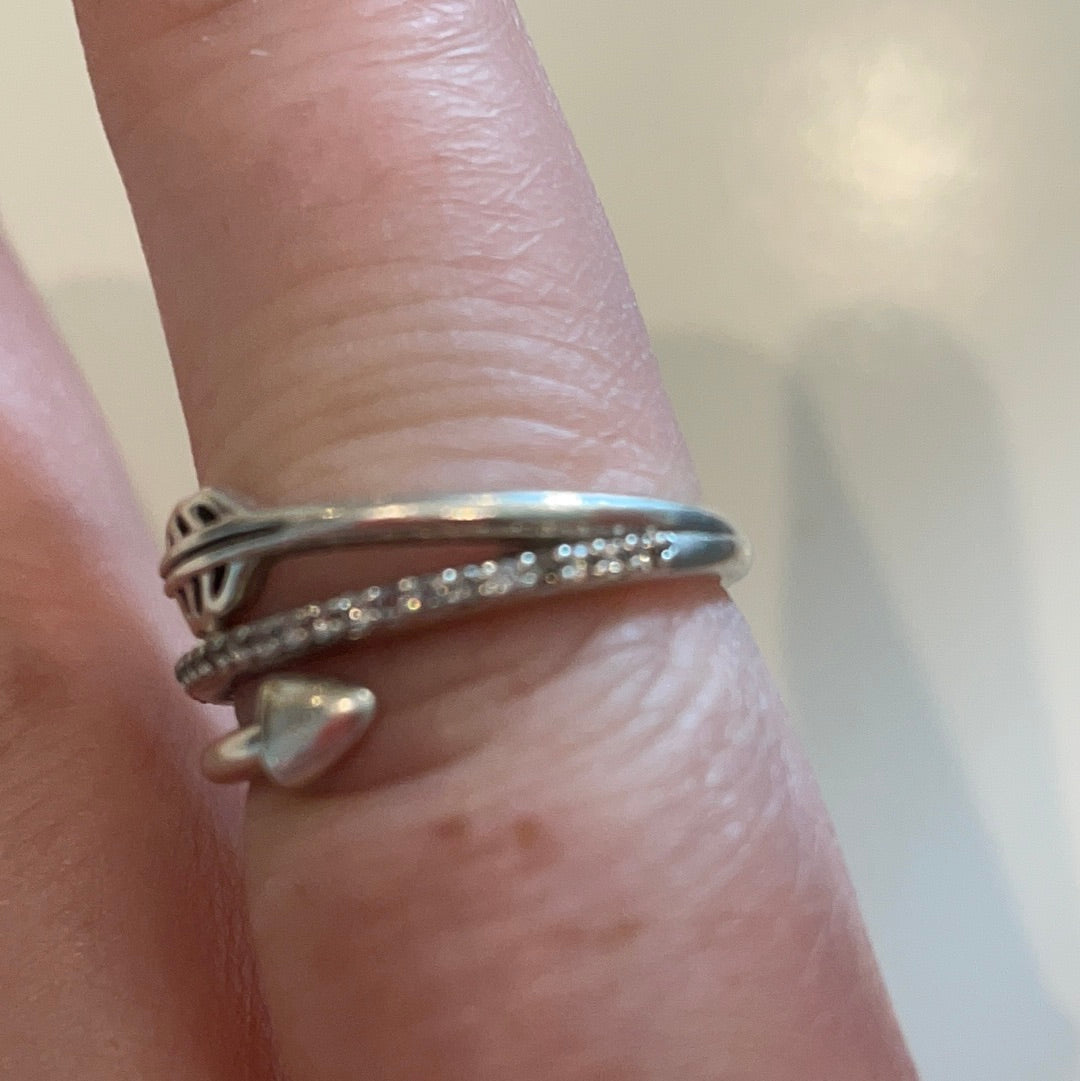 Genuine Pandora Pave Arrow Ring Wrap Around Size 60