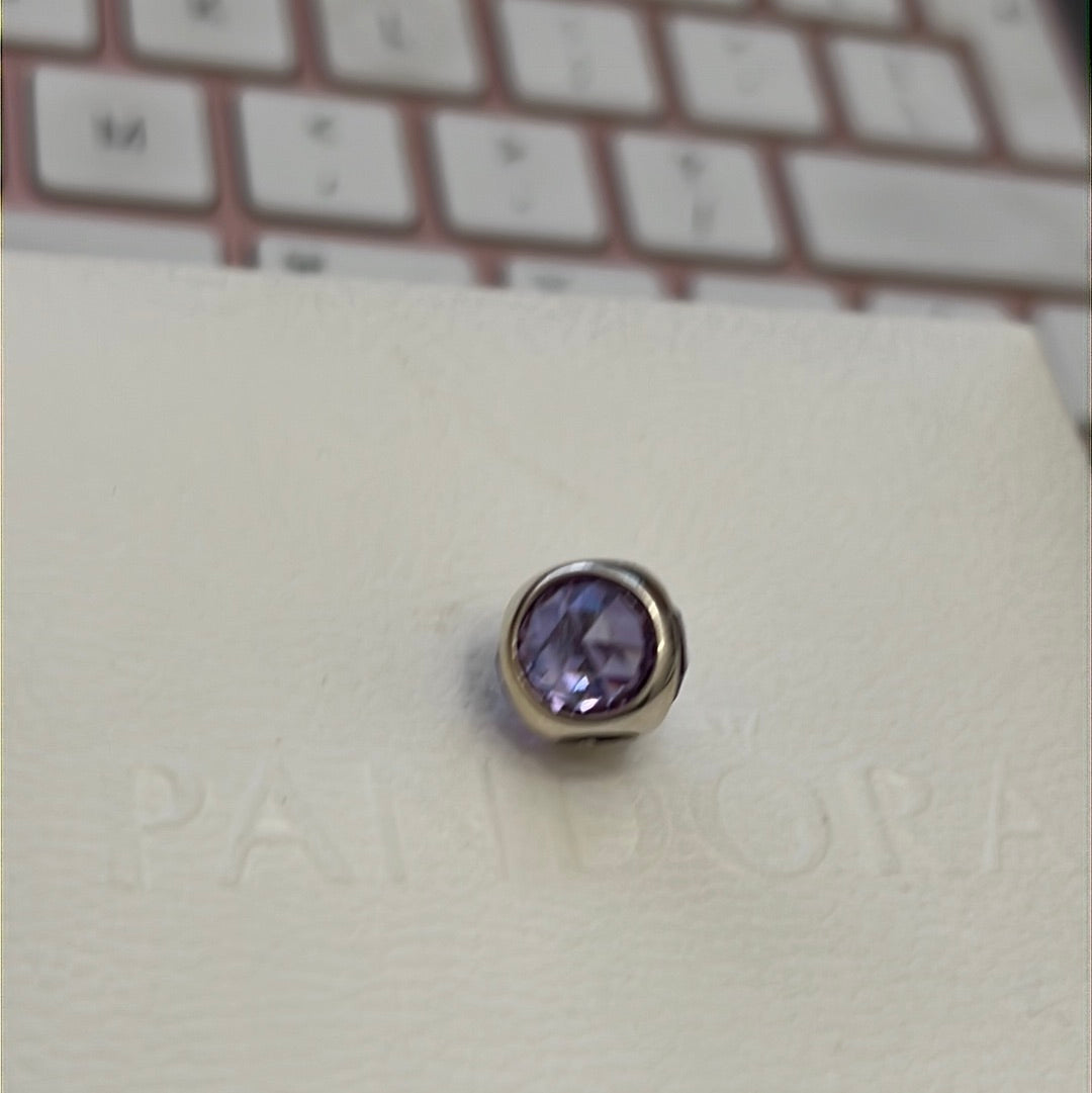Genuine Pandora Poetic Purple Droplet Stone, Trio Charm