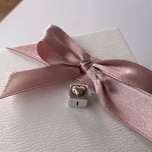 Genuine Pandora I Love You Two Tone Cube Dice Charm