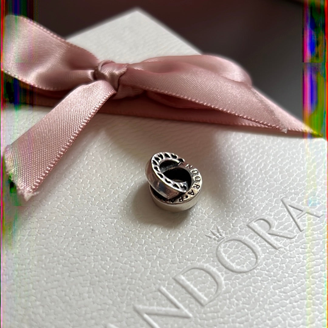 Genuine Pandora Logo & Hearts Band Interlinked Hearts Spacer Charm