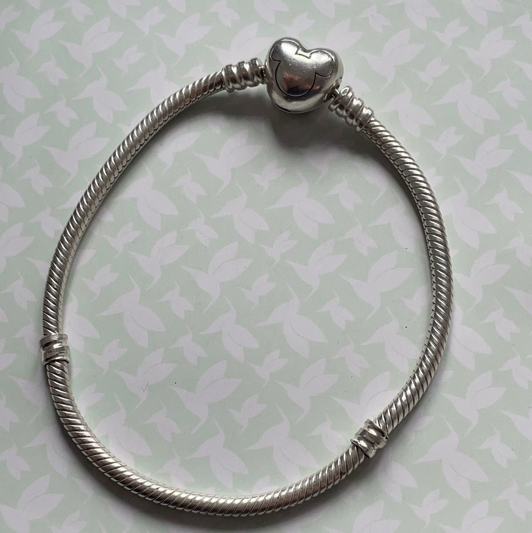 Genuine Pandora Disney Mickey Mouse Ears Pave Clasp Bracelet Size 19cm