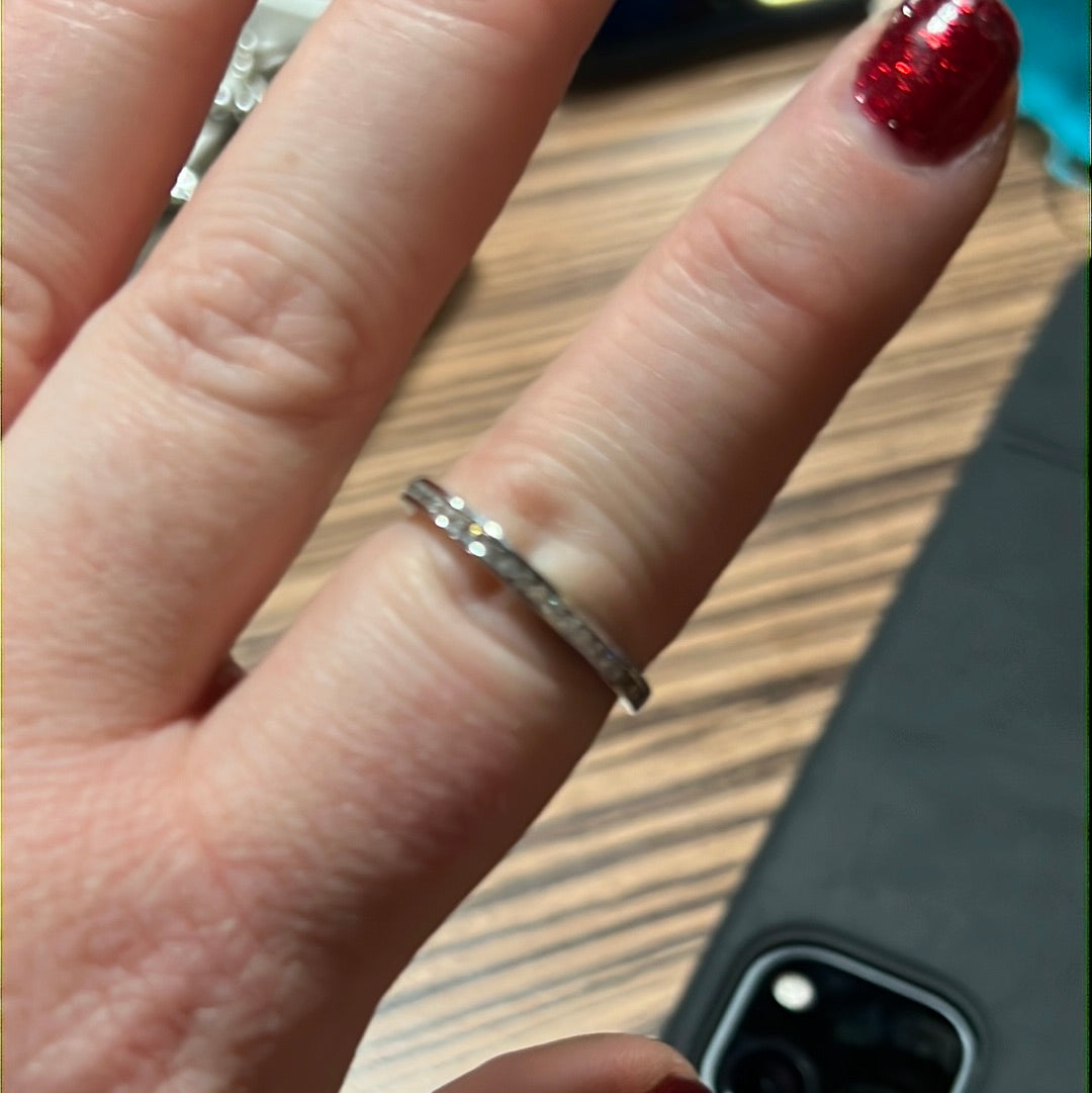 Sterling Silver CZ Line Ring Size 60