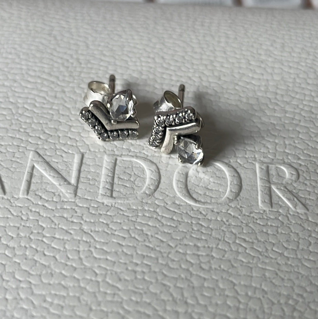 Genuine Pandora Pave Wishbone Earrings