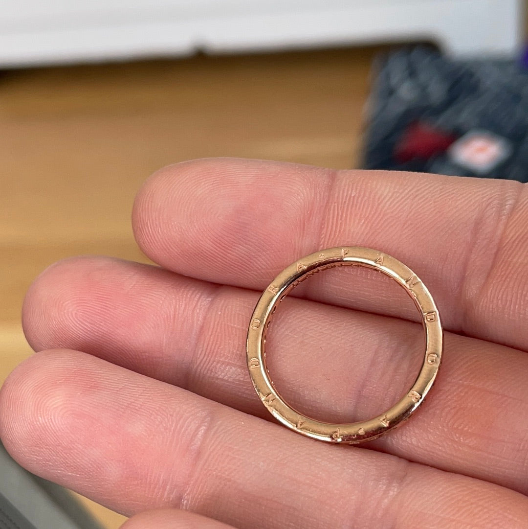 Genuine Pandora Rose Gold/ Silver Radiant Heart Logo Ring 58