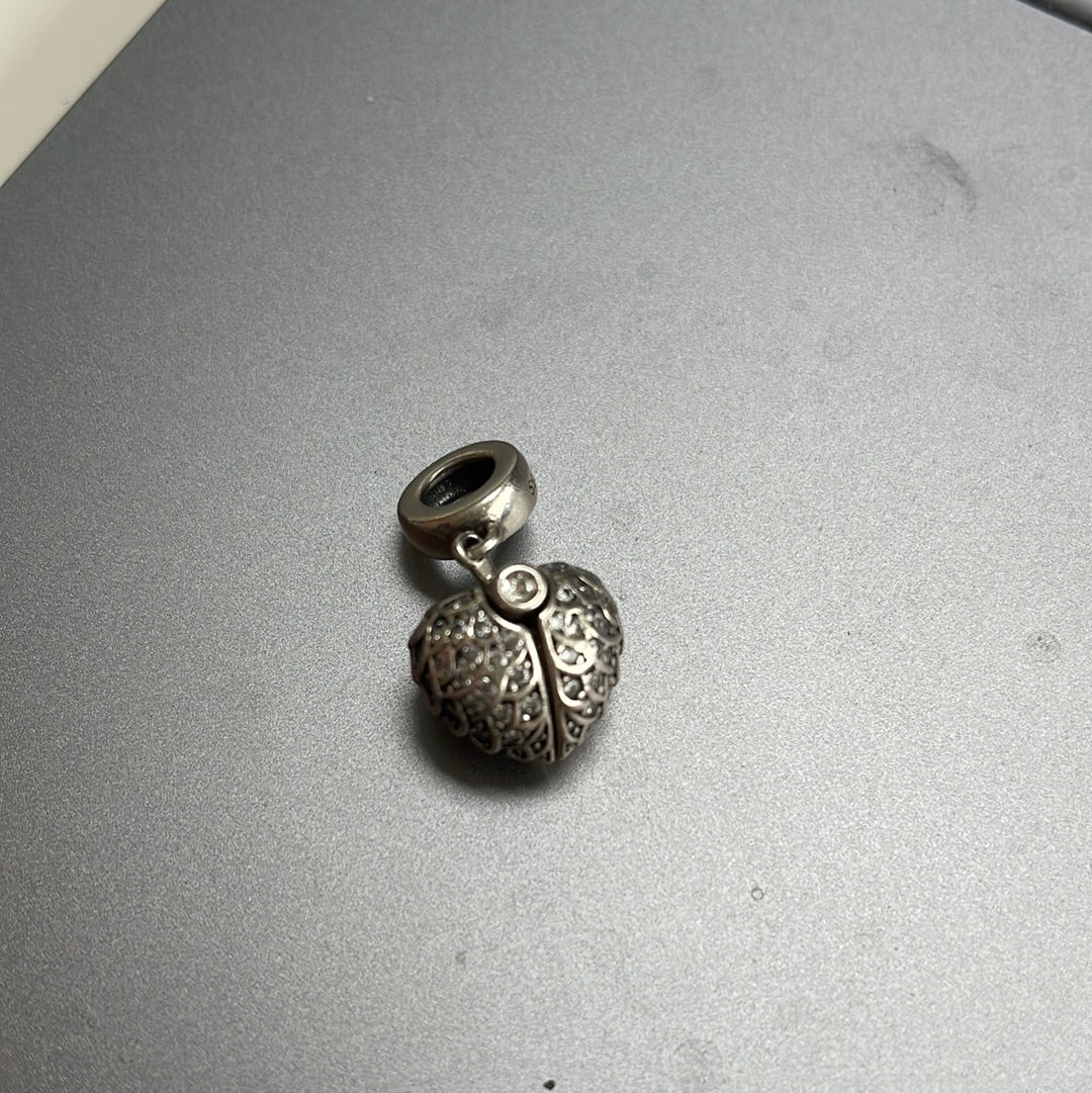 NINA QUEEN Angel Wing Feather Dangle Pave Charm With Locket Message