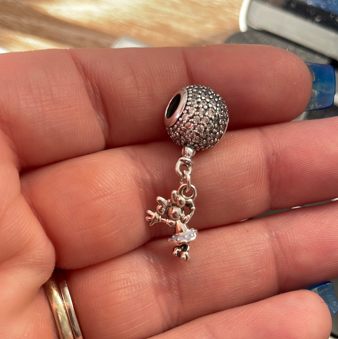 Genuine Pandora Disney Minnie Mouse Pave Balloon Floating Minnie Charm