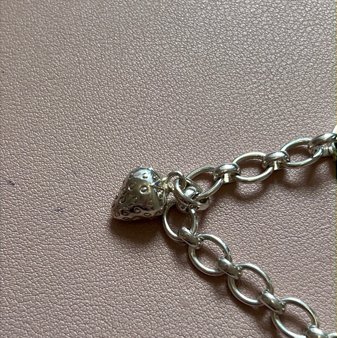 Genuine Links of London Sterling Silver T-Bar Charm Bracelet With 3 Non Removable Charms
