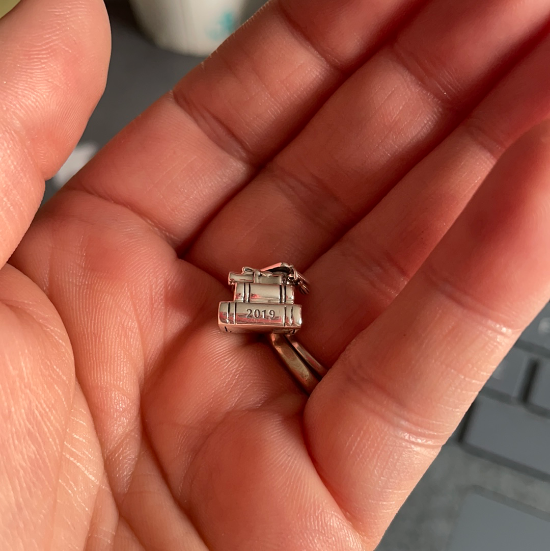 Genuine Pandora 2021 Graduation Stack of Books Charm Mortarboard and Scroll