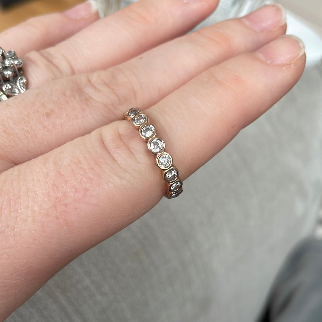 Genuine Pandora Rose Gold Sparkle Stone All Around the Band Size 54