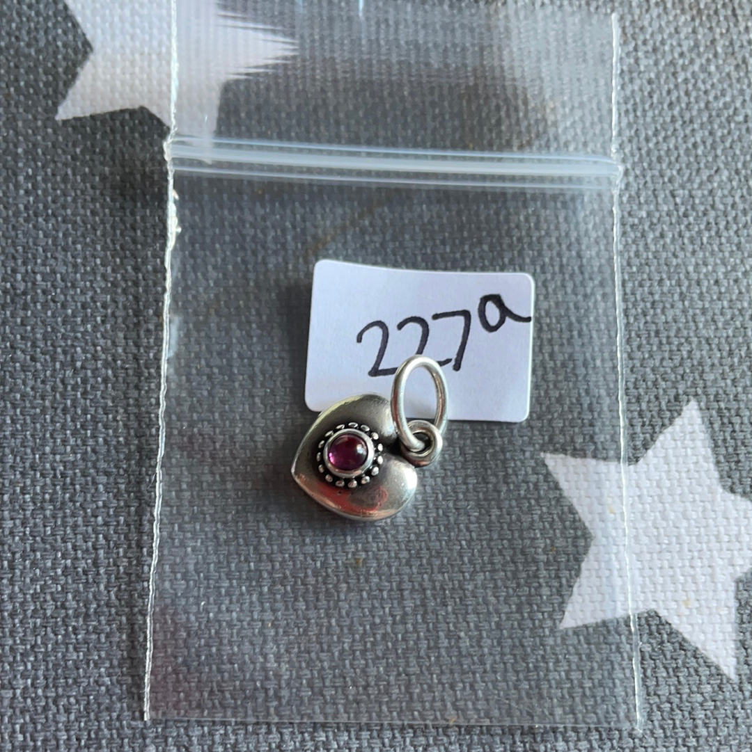 Genuine Pandora Rare Rhodolite Pink Heart Pendant Charm