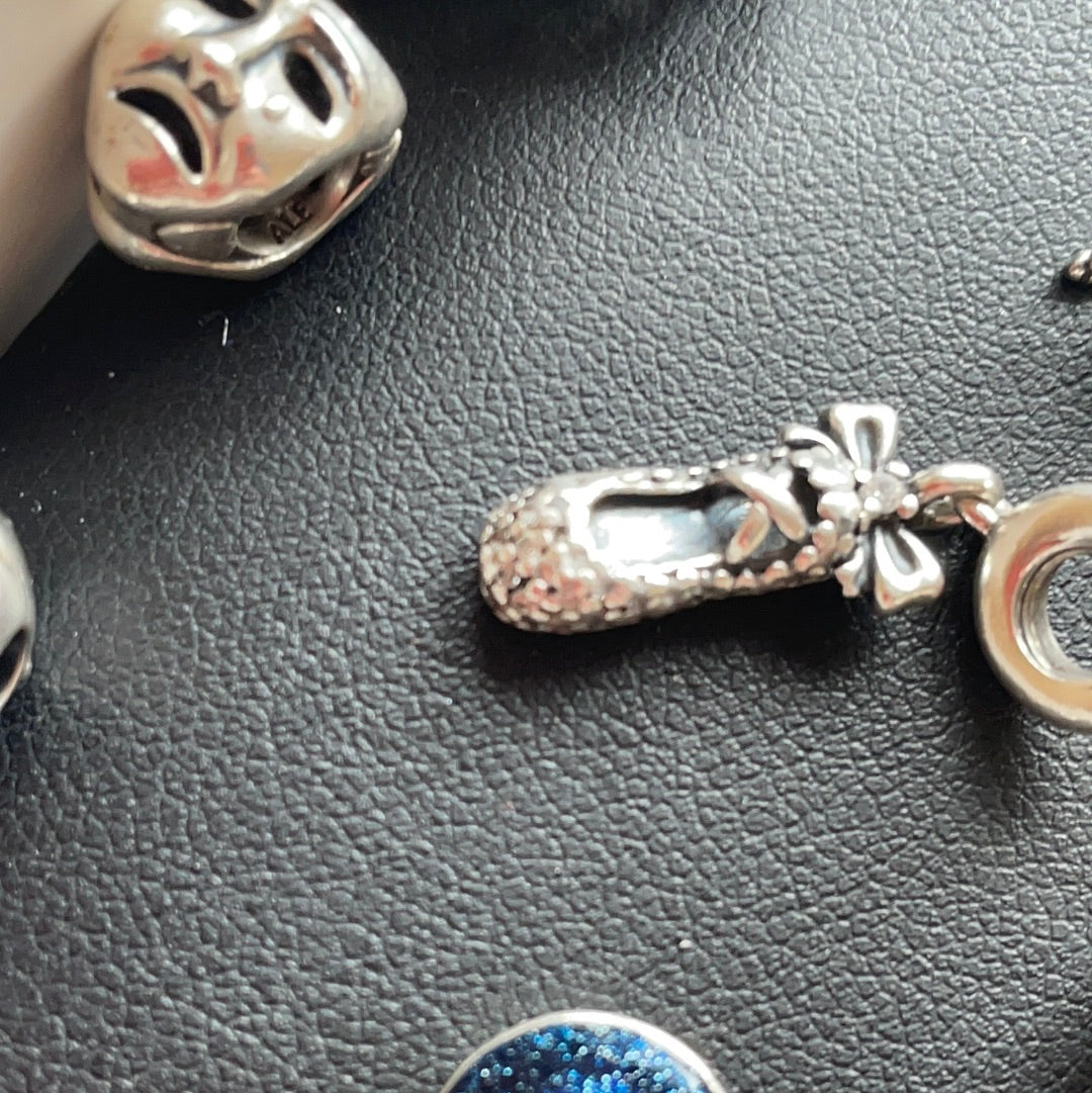 Genuine Pandora Pave Ballerina Shoe Slipper Retired Charm Dangle