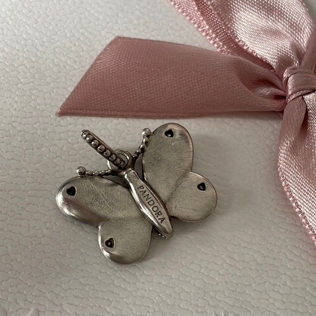 Genuine Pandora Large Pave Clear Stone Butterfly Pendant/ Charm