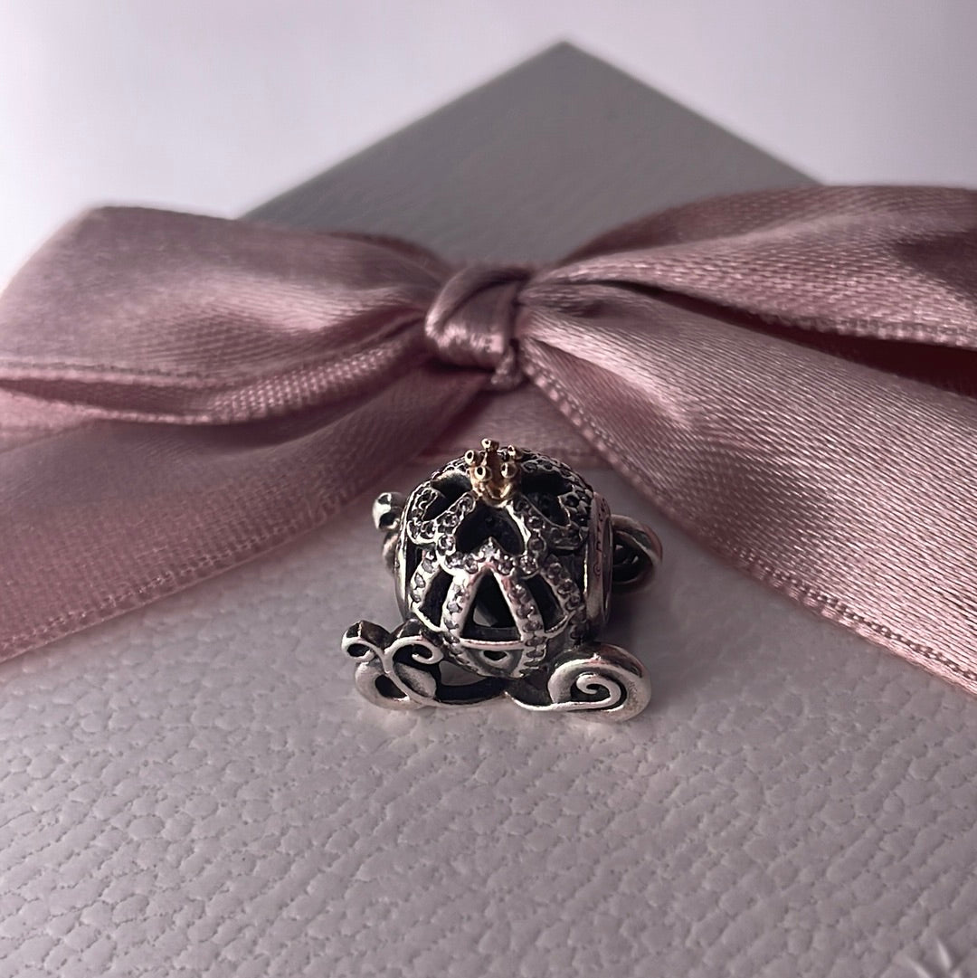 Genuine Pandora Disney Princess Cinderella Carriage Two Tone Charm