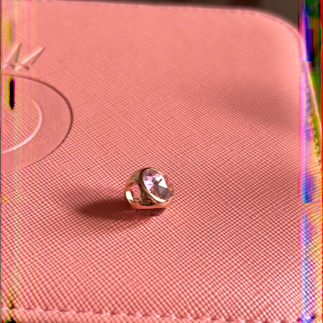 Genuine Pandora Rose Gold Poetic Pink Droplet Stone, Trio Charm