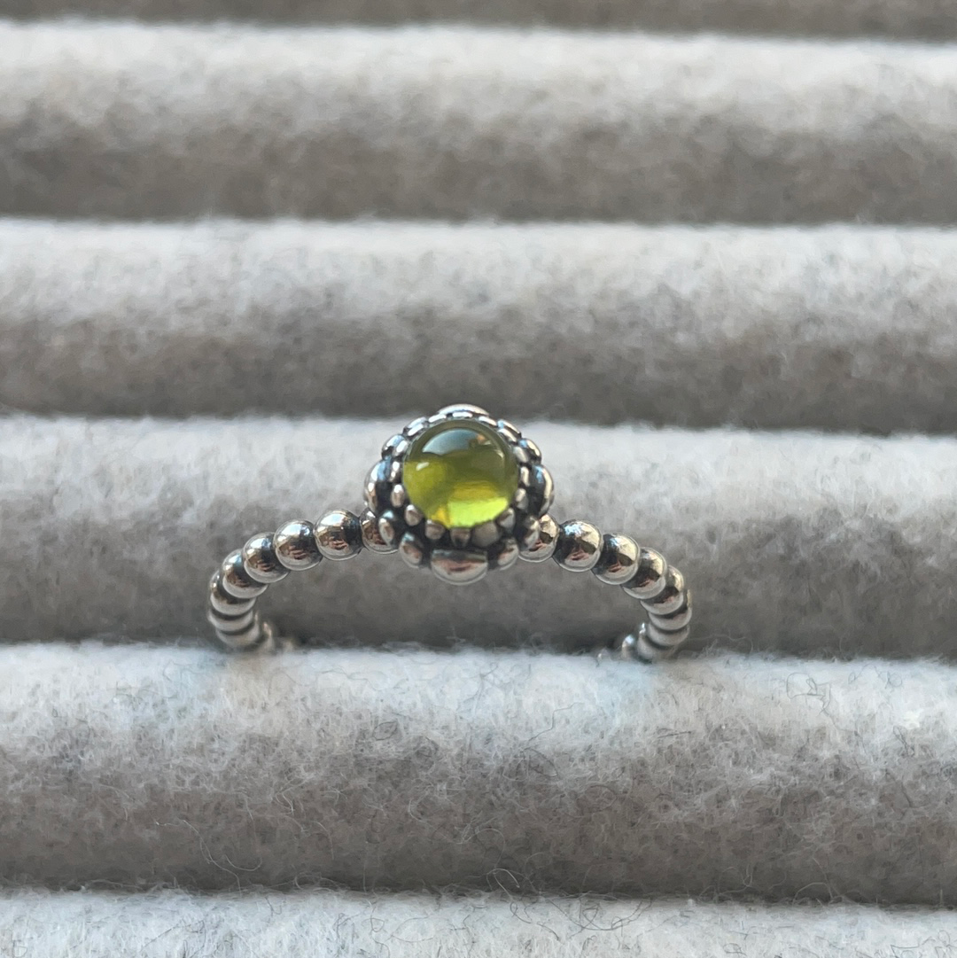 Genuine Pandora Light Green / Yellowy Toned Birthstone Ring