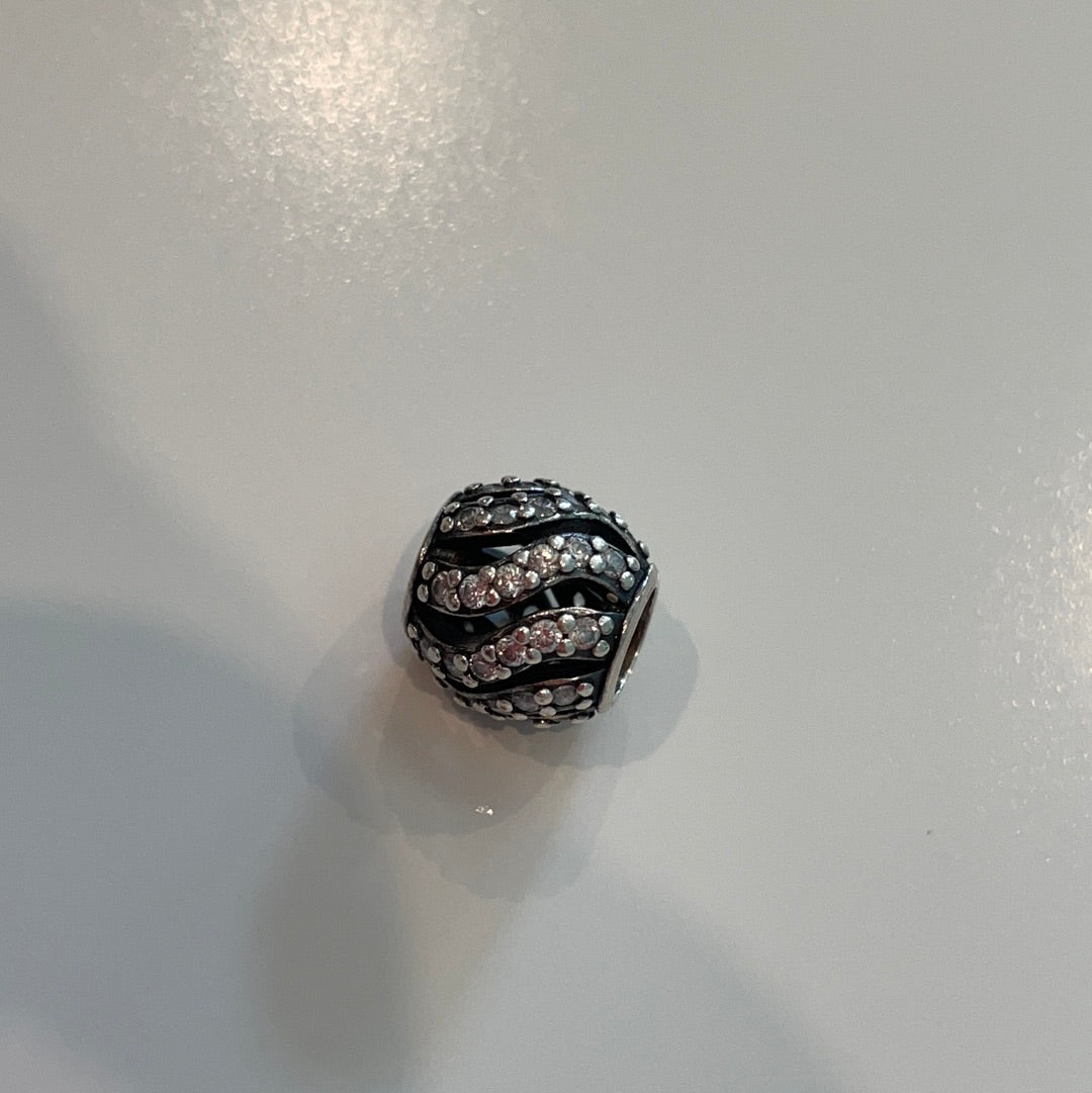 Genuine Pandora Pave Swirl Charm Wavy Line
